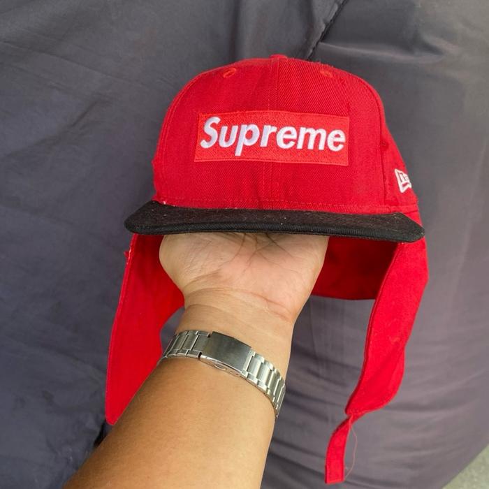 New era Supreme vintage 2008 box logo windstopper earflap six panel cap