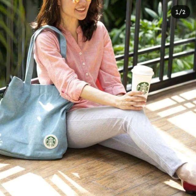Tote Bag Totebag Starbucks Blue Pink Biru Handbag Starbucks Mesh Bag Tas Starbucks Thailand Murah Or