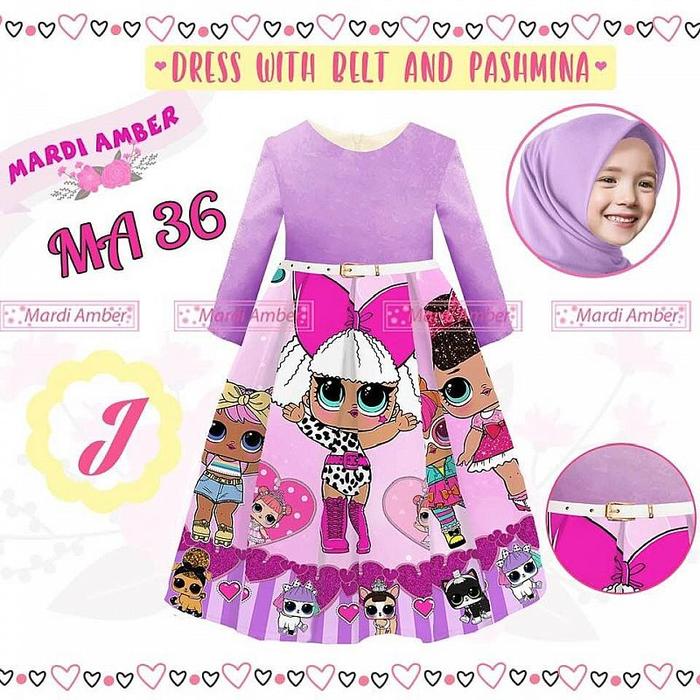 Gamis Anak Perempuan Baju Muslim Anak Perempuan Lilac Import MA36A
