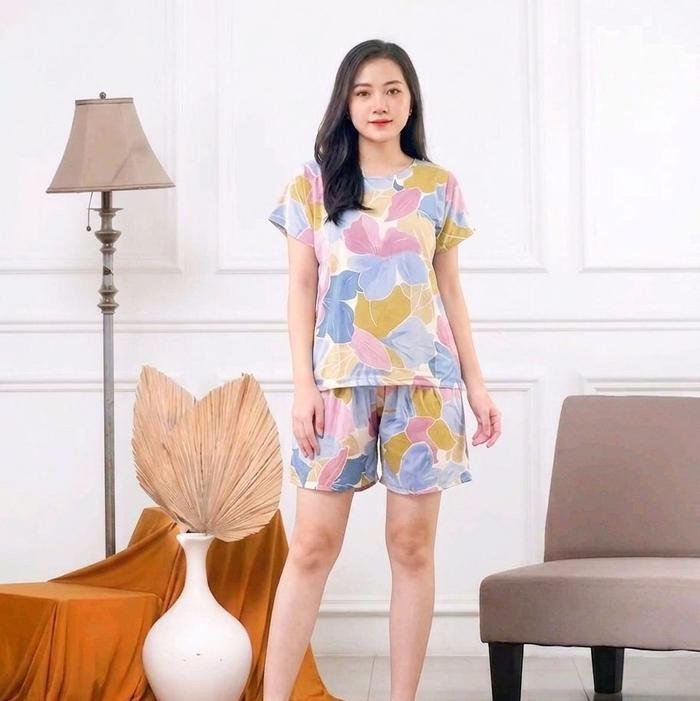 4 Pcs Baby Doll Setelan Dewasa Bahan Rayon Adem Set Krill Motif Mix  Acak Standart Dan Jumbo Celana 