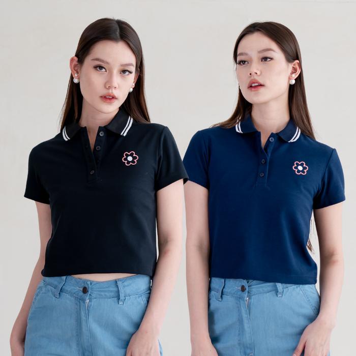 Miss 80 Chelsea Polo Shirt Kaos Polo Motif Bunga Wanita