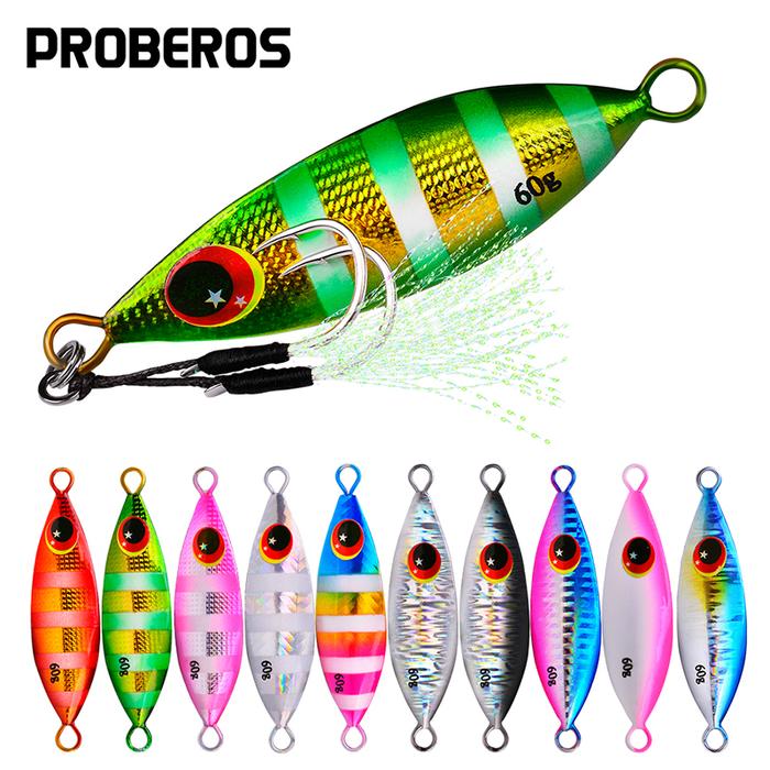 PROBEROS 5Pcs/lot Metal Jig Spoon Lures 10g-20g-30g-40g-60g