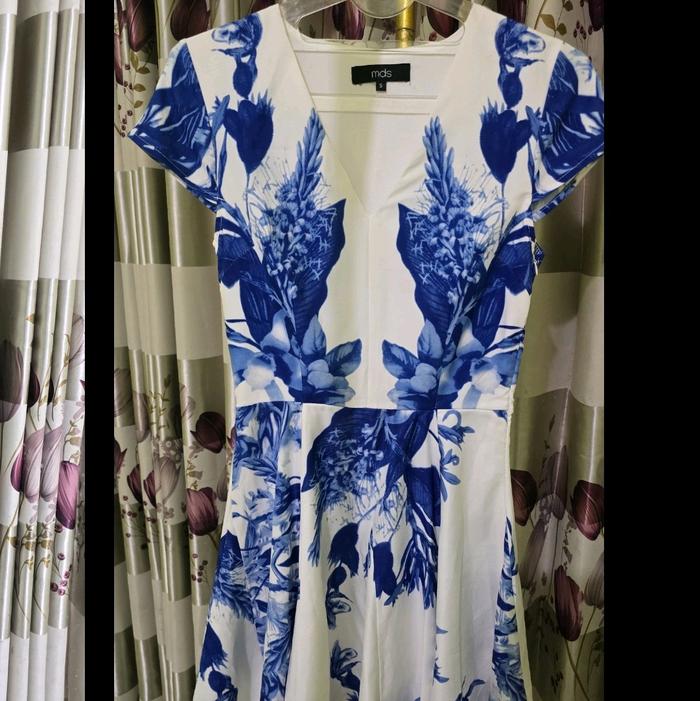 mini dress mds bunga biru