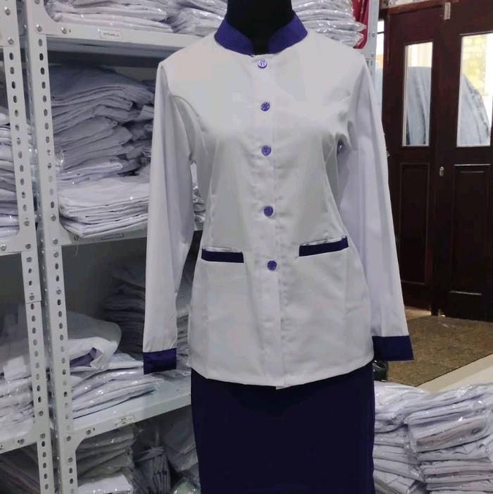 Seragam Dinas Wanita Kombinasi Warna Ungu Tua Lilac untuk Rumah Sakit Klinik Kampus Keperawatan Kebi