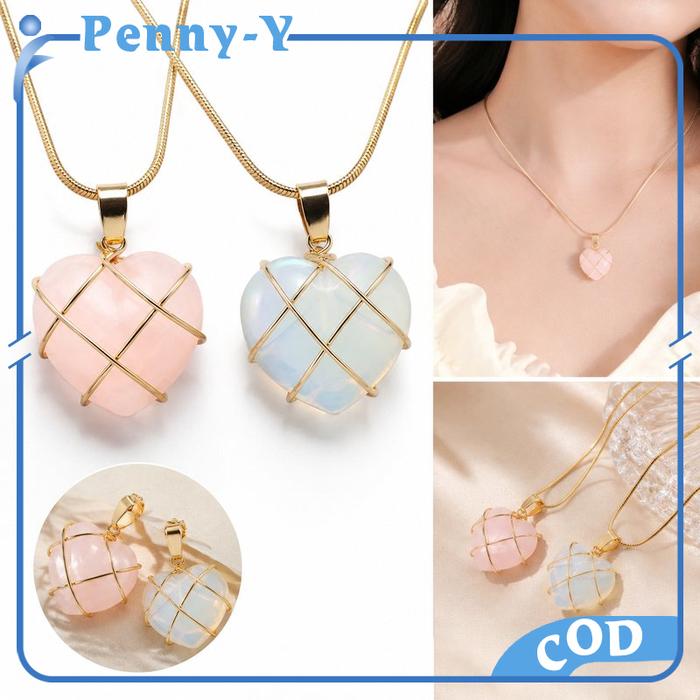 Kalung Heart Stone Barbie Diamond Castle Liontin Kristal Wanita Aksesoris Fashion Princess Love Batu