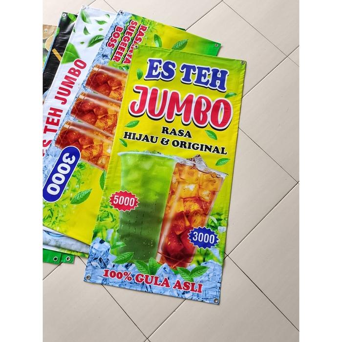 Safitiri Banner Spanduk Es Teh Hijau Dan Es Teh Ori Uk.50X100 Cm