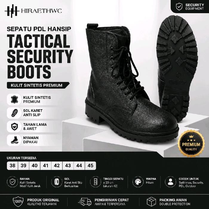 Sepatu PDL Linmas Hansip Satlinmas Hitam Seragam Dinas Lapangan Kulit Sintetis Anti Slip Nyaman untu