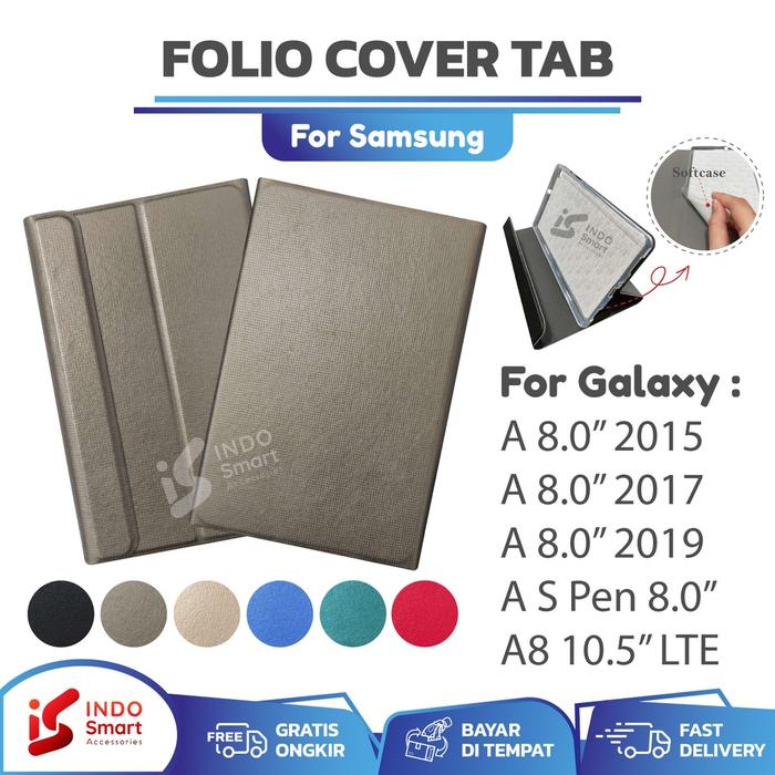 Folio Cover Samsung Tab A With S Pen 8 inch 2015 2017 2019 2021 T350 T355 T380 T385 T290 T295 P200 P