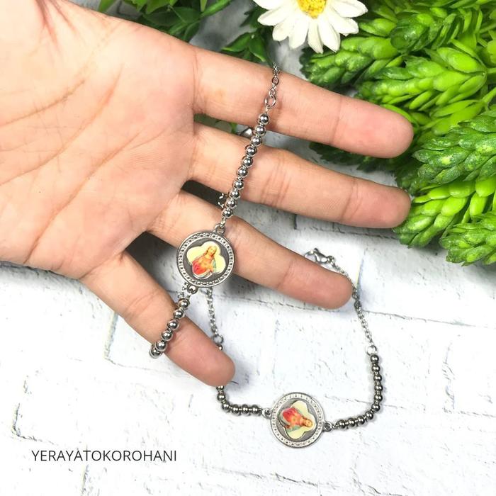 Gelang Stainless Steel Luxury Gambar Tuhan Yesus - Gelang Rohani Wanita - Gelang Yesus