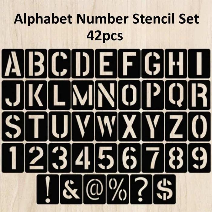 42PCS/Set Cetakan Stencil Huruf Angka Custom Cat Semprot Lettering Stencil Set