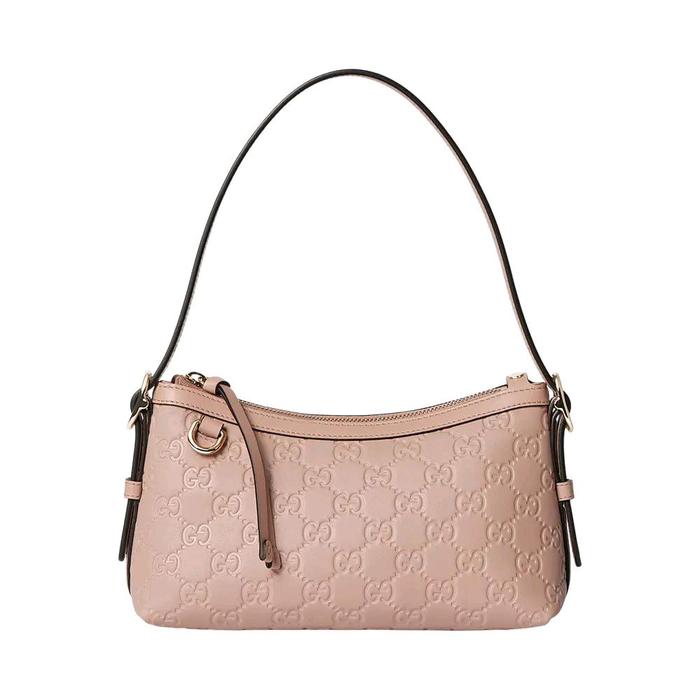 Gucci GG Emblem Small Shoulder Bag Pink Beige
