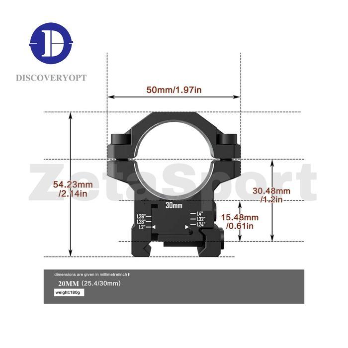STOK TERBATAS !!!! DISCOVERY ADJUSTABLE MOUNTING ELEVATION RAIL 22 OD 25 AND 30 ORIGINAL 100% | DISC