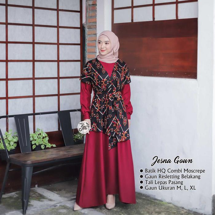Gaun Jesna Goun Anak Remaja dan Dewasa Kombinasi Batik Katun Rose Moscrepe Original Jlantir - Lebara