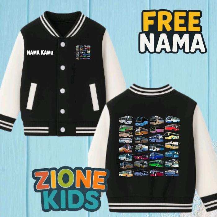 Jaket Varsity Anak Gambar Bus Koleksi Bus Indonesia – Jaket Baseball Anak Kendaraan Bus Lucu Zione K