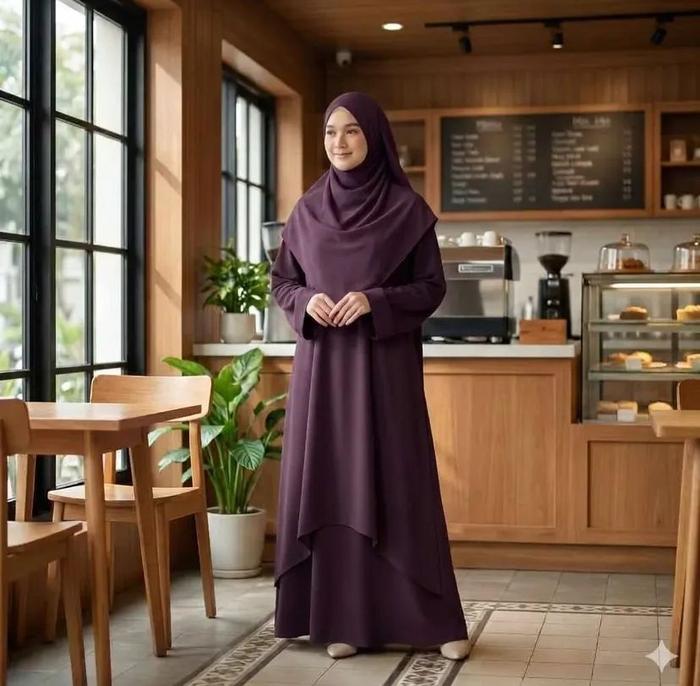 Sadiyah dress one set tunic oversize & skirt melayu abaya rok set bahan marbella gamis wanita muslim