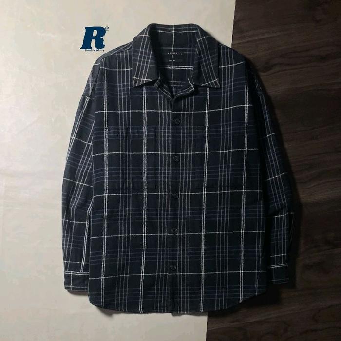 Kemeja Lengan Panjang Flannel Shirt Outer Tebal 4 Pocket ANDEW Size 105 fit XXXL Unisex Jumbo Big Si