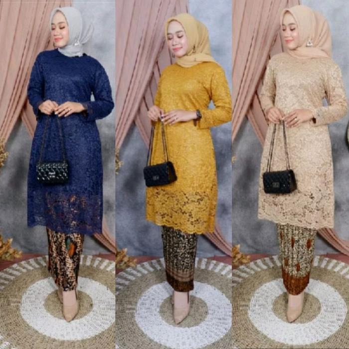 Kebaya Tunik Kurung Brokat setelan Wanita untuk Acara Pesta atau Acara wisuda Baju Dress Elegan