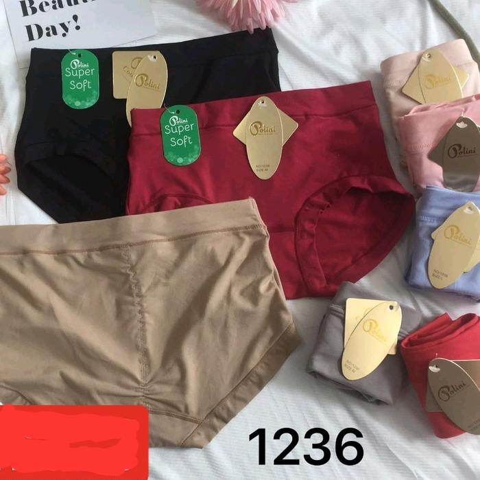 CD CELANA DALAM IMPORT POLINI 1236 JAHITAN BELAKANG KARET LEBAR KATUN SPANDEX MELAR ELASTIS ADEM LEM