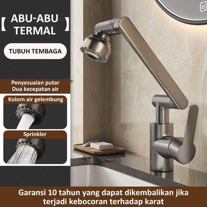 Kran Cuci Piring Shower Rotasi 360° Kran Angsa Fleksibel Tembok Kran Wastafel Cuci Piring Keran