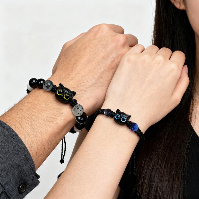 Gelang Couple Keju & Wijen: Unisex Hitam Putih, Instagramable & Gift Anniversary Ideal