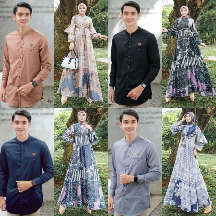 Couple Pasangan Lebaran 2025 Kanaya Ayunda silk Premium Kekinian Sarimbit 2025 Mewah Busui Gamis Kon