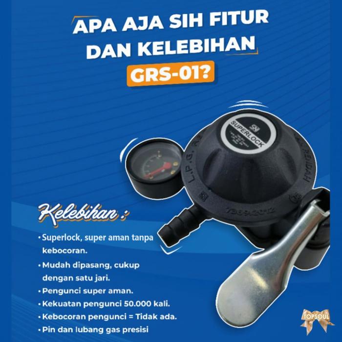 SUPERLOCK Regulator Gascomp GRS-01 / SELANG kompor gas super aman ori