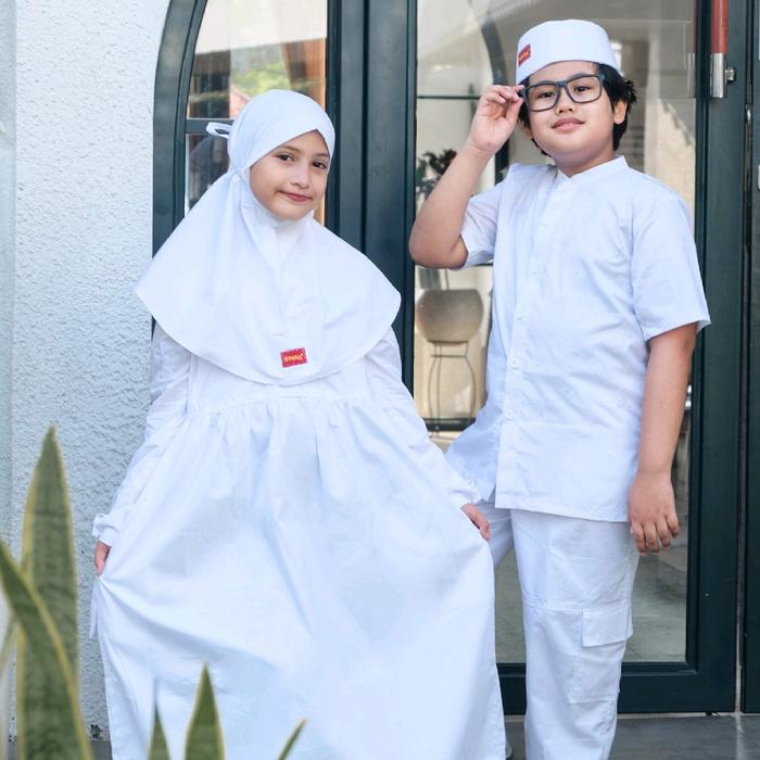 Baju Putih Dannis Koko Anak dan Gamis Anak Bahan Catton