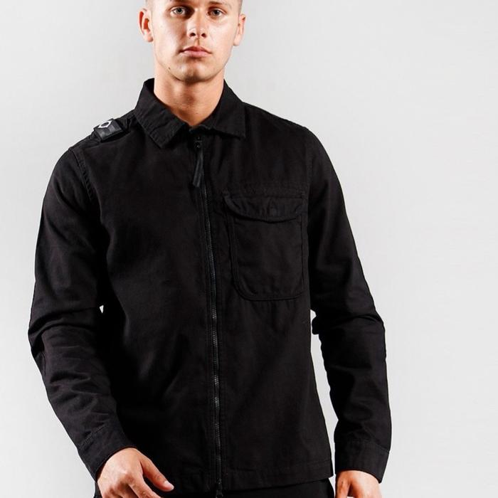 MA.Strum Zip Front Overshirt Jet Black Cotton