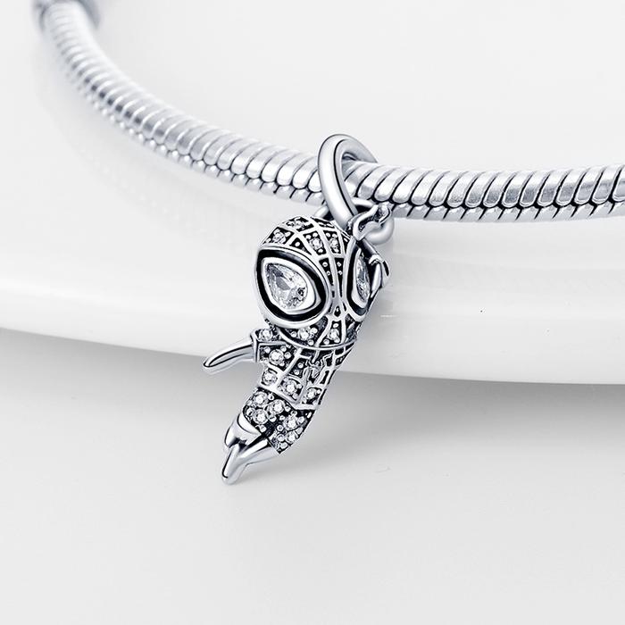 Miniso Marvel Series Inlaid Zircon Charms Beads 925 Silver Spider-Man In Flight Dangle Fit Original 