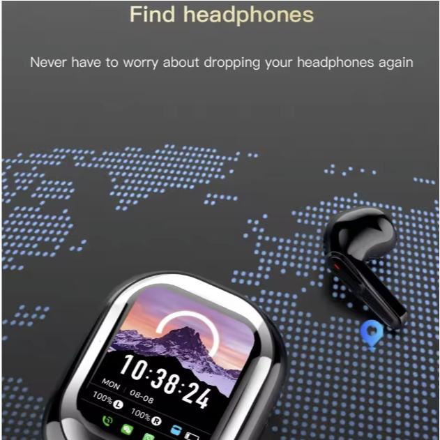 SMARTCOM ~ Ai TWS Smart Bluetooth Headset Touch ScreenTranslation Slide Wireless Earphones 2 inch