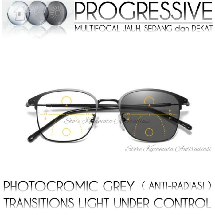 Kacamata Plus Progresif Photocromic Wanita/Pria | Kacamata Plus Progresif Photocromic AntiRadiasi