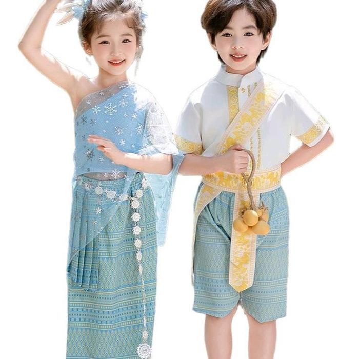 Boy Girl Thailand traditional Banok Costume Sawadikrap Baju Tradisional Anak Laki laki Thailand
