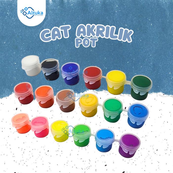 Cat Lukis Acrylic / Akrilik Set Pot Kemasan Isi 6 Warna 3Ml Primer / Sekunder / Neon