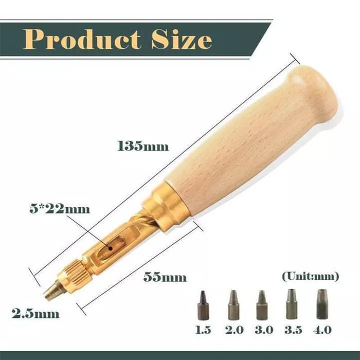 Hole Punch Drill Tool Belt Hole Puncher Leather Hole Punch With Wood