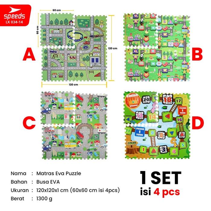 SPEEDS Matras Evamat 60x60cm Matras Puzzle Karpet Puzzle Matras Alas Lantai Evamat Evamat Matras Pe