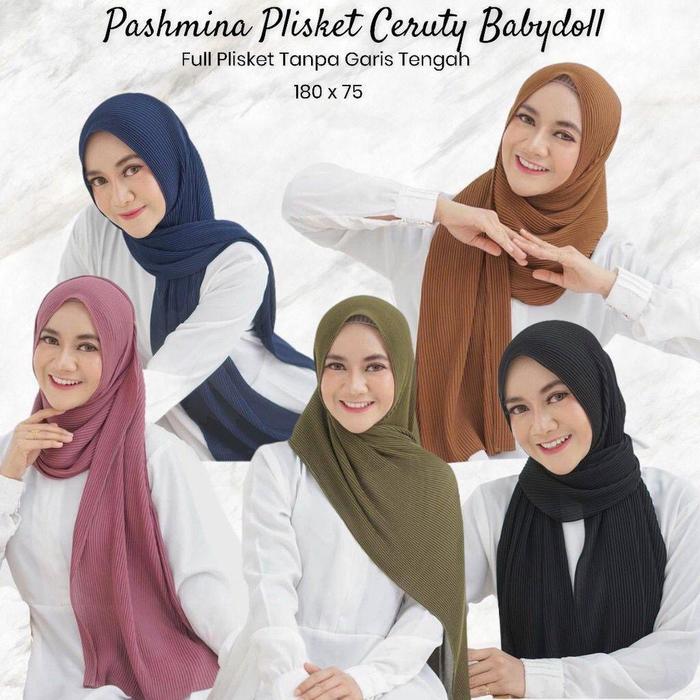 Pasmina Full Plisket / Pashmina Ceruti Kerudung Syari Ceruty