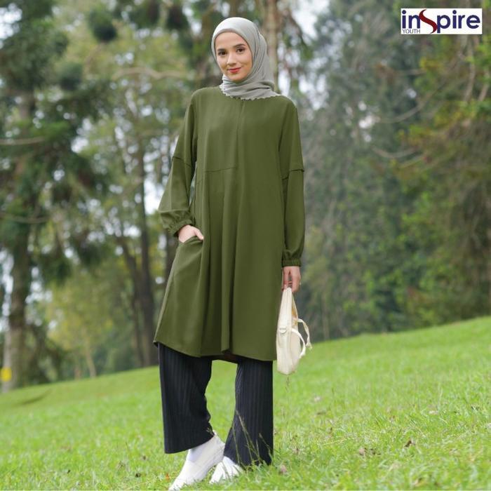 Inspire Tunik Itu 81 Warna Hijau Olive Blouse Atasan Polos Modis Busui