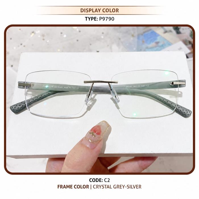Kacamata P9790  Plus/Minus Pria Wanita Bahan Logam Gratis Lensa AntiradiasiI,Blueray,photocromic,Blu
