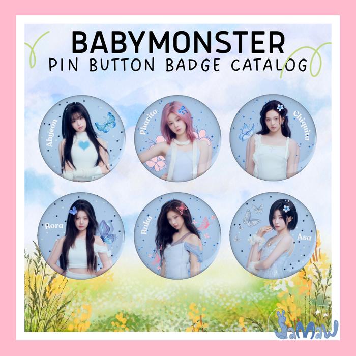 Pin Button Mini Babymonster Supa Dupa Luv | Freebies Pin Glossy Babymonster | Peniti Bros Pharita Ch