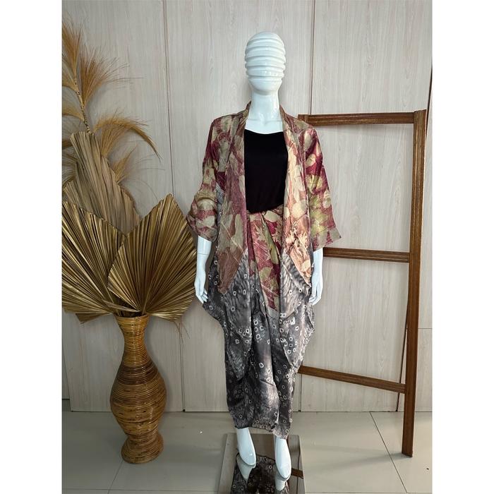 One set outer rok lilit Jumputan| Eco print jumputan baju kondangan