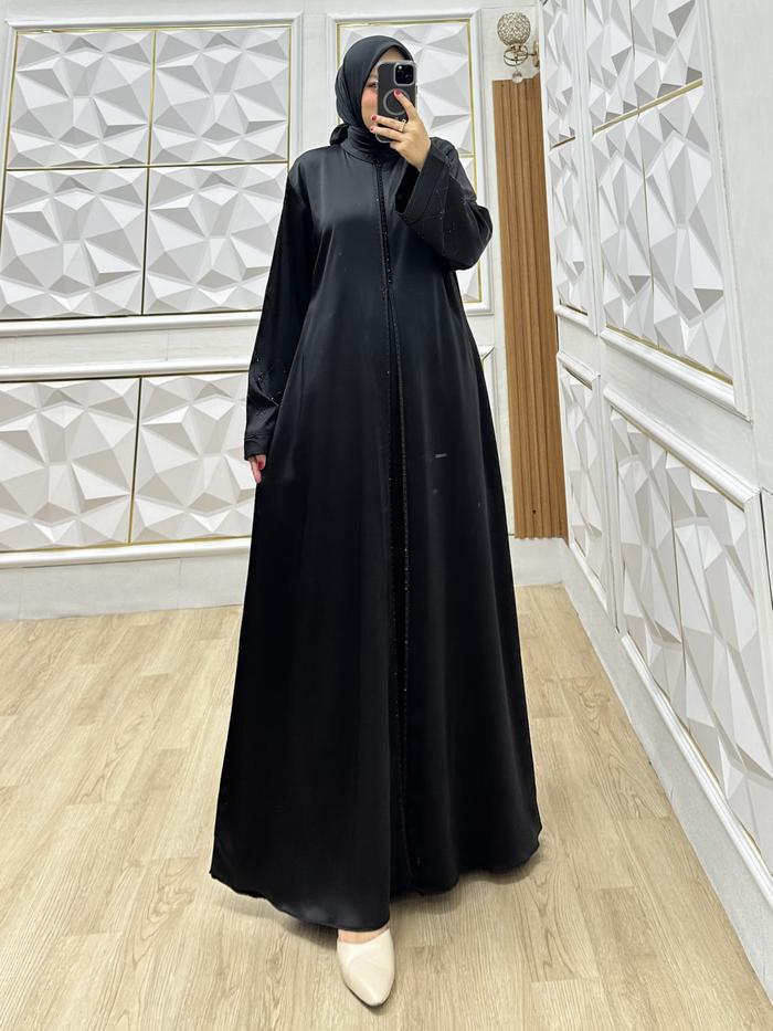 Gamis Abaya Jetblack Luxury Seleting Busui Friendly by Dharby / DNL premium wenwencollections muslim