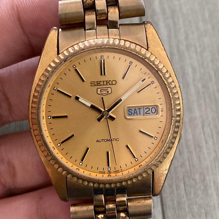 Seiko 5 SNXJ94 7009 - 3110 Automatic Full Gold Day Date
