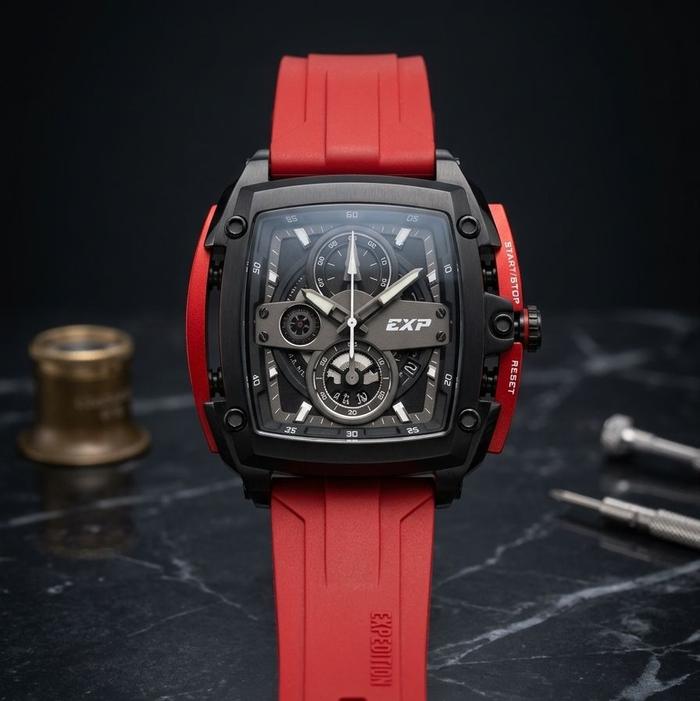 EXPEDITION E3008 KARET MERAH JAM TANGAN COWOK ORIGINAL
