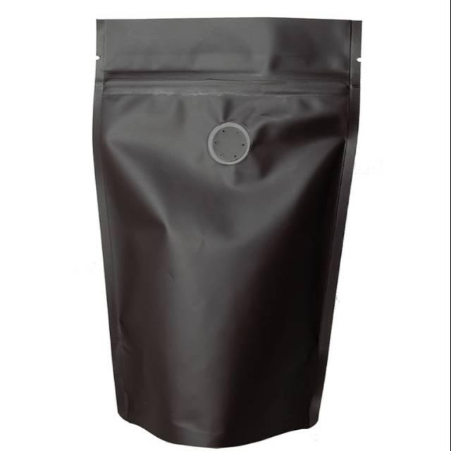 Kemasan Kopi Wanted Pack Stand Pouch Zipper Valve Black WF-SUPZ 120gr