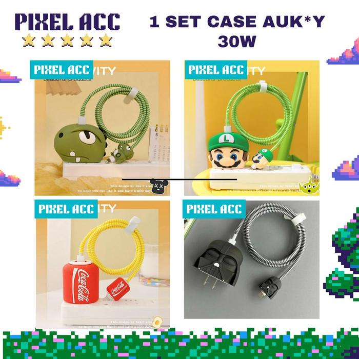 1set 30W Set 4 PCS Paket Cover Pelindung Kabel & Kepala Charger Untuk Charger AUKEY 30w pelindung ba