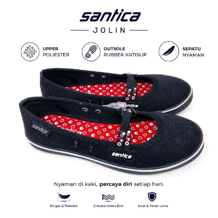 Santica Jolin Flat Shoes Anak Perempuan - Sepatu Sekolah Nyaman dengan Upper Poliester & Outsole Rub