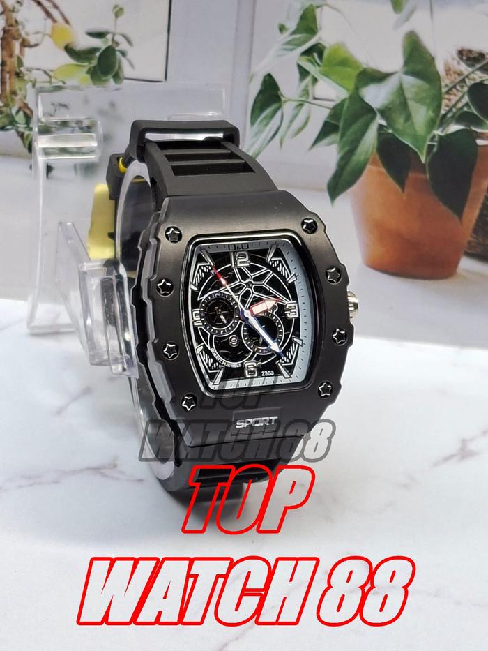 Jam Tangan Pria Sporty Treding Original QQ Model RM Chorono Variasi { FREE GELANG } COD - Terbaru Ja