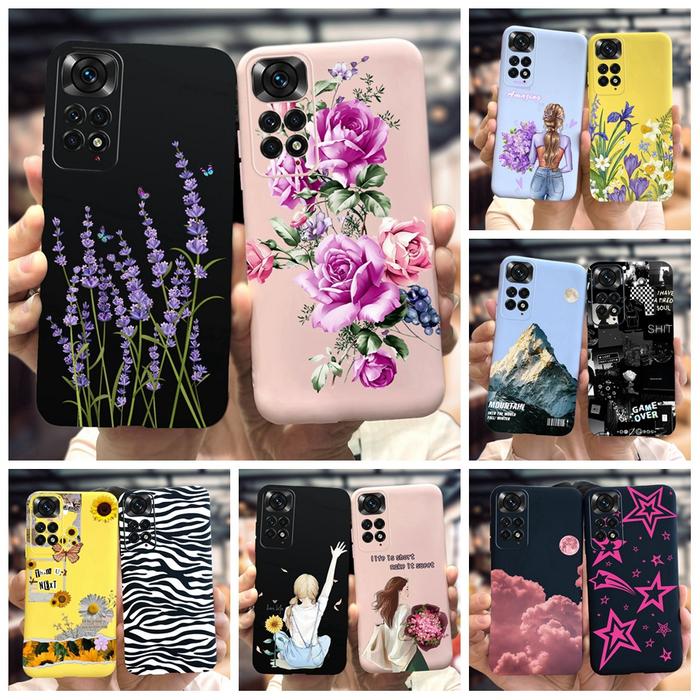 For Xiaomi Redmi Note 11 Case 2022 Slim Silicone Soft Flower Phone