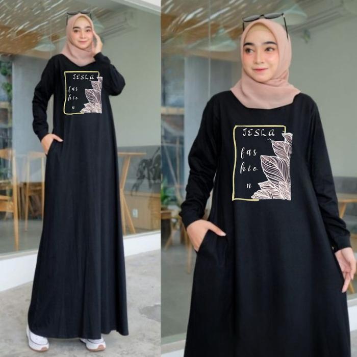 Dress Wanita Jumbo Terbaru Dinda Dress BO Bahan Kaos Katun Combed 24s Size S M L XL XXL XXXL Gamis K