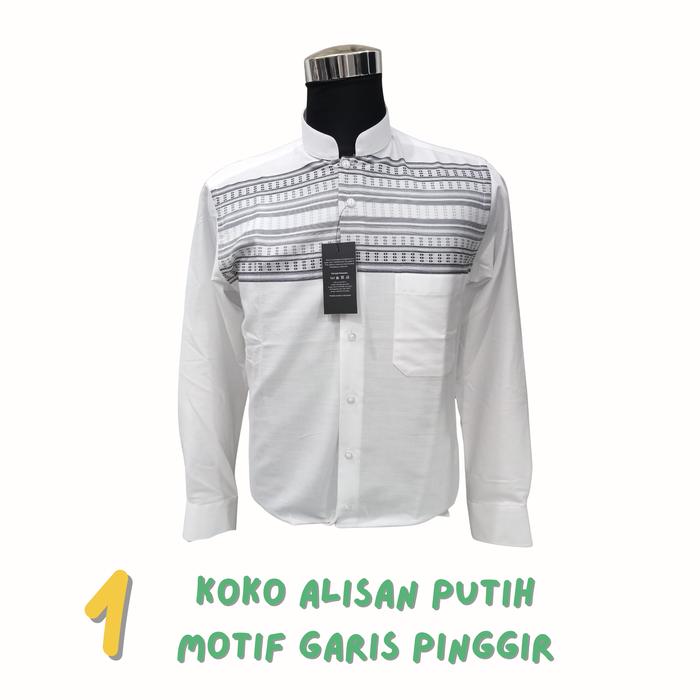 ALISAN - Kemeja Koko Alisan Putih Motif Terbaru